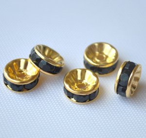 100pcs Gold Plated&Acirc;&nbsp;Black&Acirc;&nbsp;Beads Charm Fits Bracelet P227