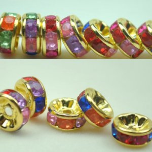 100pcs Golden Colorful AB Beads Charm Fits Bracelet P229