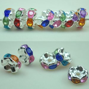 100pcs Silver Colorful Beads Charm Fits Bracelet P230
