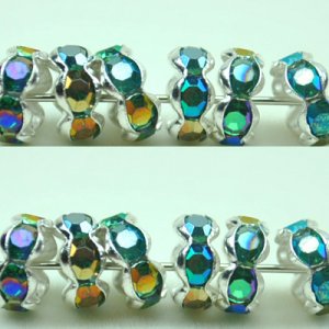 100pcs Silver Blue&Acirc;&nbsp;AB Rhinestone Beads Charm Fits Bracelet P233