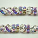 100pcs Silver Purplish Blue AB Beads Charm Fits Bracelet P236