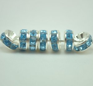 100pcs Silver Sea Blue&Acirc;&nbsp;AB Beads Charm Fits Bracelet P241