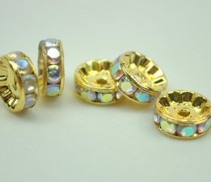 50pcs Golden&Acirc;&nbsp;AB Beads Charm Fits Bracelet P242