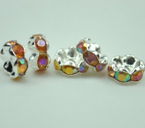 100pcs Silver Sienna&Acirc;&nbsp;AB Beads Charm Fits Bracelet P243