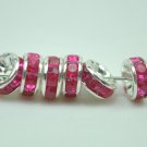 100pcs Silver Purplish Red AB Beads Charm Fits Bracelet P245