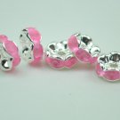 100pcs Silver Pink AB Beads Charm Fits Bracelet P246