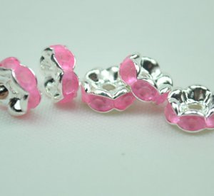 100pcs Silver Pink&Acirc;&nbsp;AB Beads Charm Fits Bracelet P246