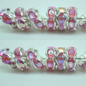 100pcs Silver Purplish Red&Acirc;&nbsp;AB Beads Charm Fits Bracelet P248