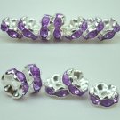 100pcs Silver Purple AB Beads Charm Fits Bracelet P247