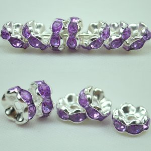 100pcs Silver Purple&Acirc;&nbsp;AB Beads Charm Fits Bracelet P247