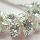 5pcs Silver White Rhinestone Beads Charm Fits Bracelet P250