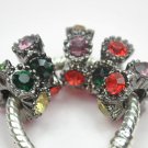5pcs Black Colorful Rhinestone Beads Charm Fits Bracelet P251
