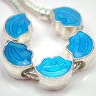 5pcs Silver Blue Smile Face Beads Charm Fits Bracelet P263