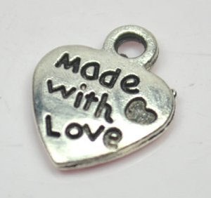 100pcs Silver Alloy Heart Chain Beads Charm Pendants P269