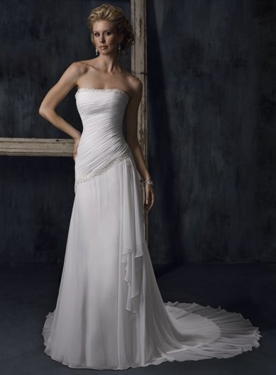 Free Shipping !! New Design strapless/chiffon/A-Line/wedding dress YY020