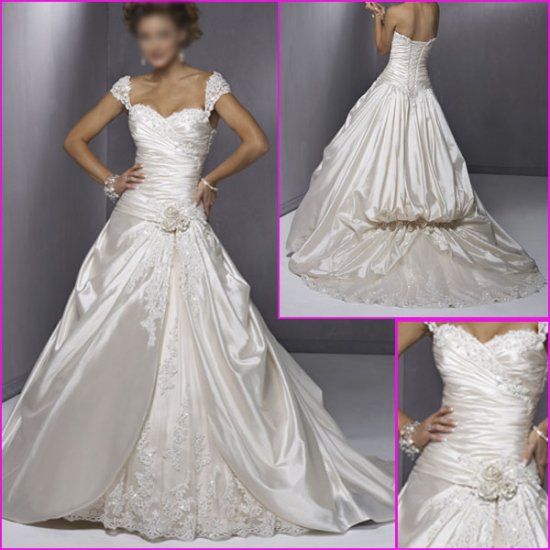Maggie Sottero Cap Sleeves/A-Line/wedding dress/wedding gown/YY040