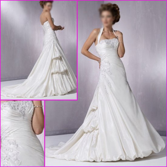 Free Shipping/Recherche/Detachable/Halter/Taffeta/A-Line/Wedding dress YY068