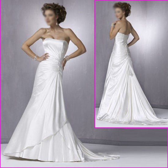Free Shipping! 2010 New Style/Strapless/A-Line/Satin/Wedding Gowns YY070