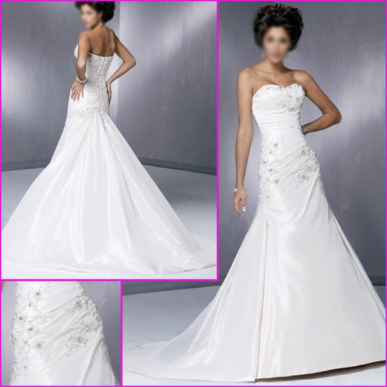 Free Shipping!Graceful Strapless/A-Line/Taffeta/Wedding Dress/YY078
