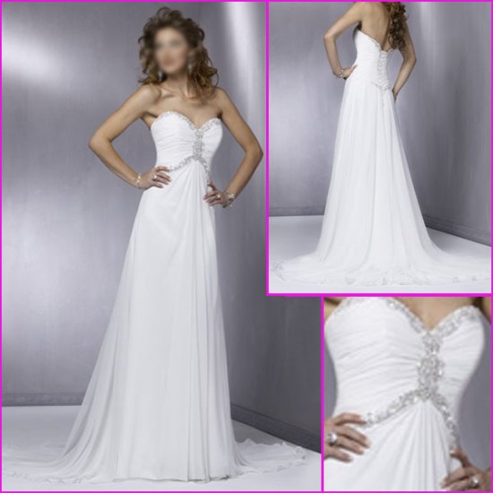 Freeshipping!!2010 New Style/Maggie Sottero/Sweetheart Neckline/A-Line/Chiffon/Wedding Dress/YY082