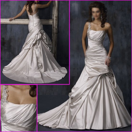 Free Shipping!!Hot selling/One-shoulder/A-Line/Princess/wedding dress/YY107