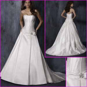Free Shipping !Hot Selling/Succinct/strapless/A-Line/Satin/Wedding dress/YY123
