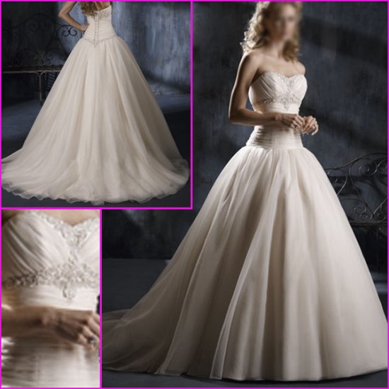 Free Shipping !Hot Selling/Elegant/Strapless/Appliques/A-Line/Princess/wedding dress/YY129