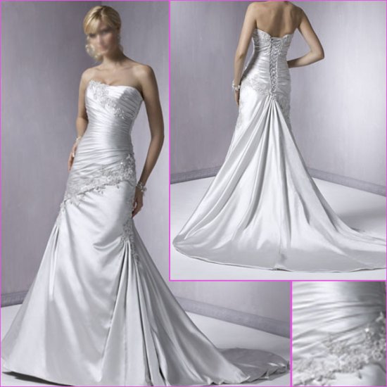 Concise/Strapless/appliques&beadings/A-Line/wedding dress/YY161