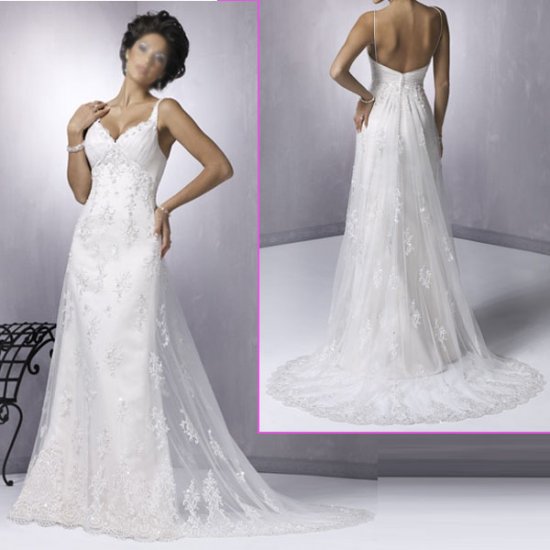 Acctractive/Spaghetti Strap/Sweetheart Neckline/Satin&Lace/A-Line/Princess/wedding dress/YY165