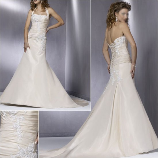 Graceful/Taffeta/Detachable/Halter/Appliques&Beadings/A-Line/Wedding Dress/YY171