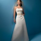 Elegant/A-line/Floor-Length/Strapless/Satin/wedding dress/AA006
