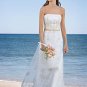 Refined/Strapless/Satin&Mesh/with Appliques/A-Line/Floor Length/Wedding Dress/AA015