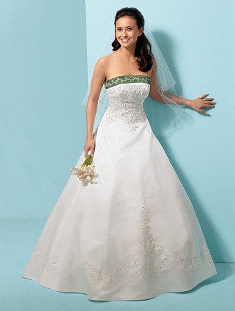 Noblest/Strapless/Satin/A-Line/Princess/Floor-Length/Bridal Gown/AA016