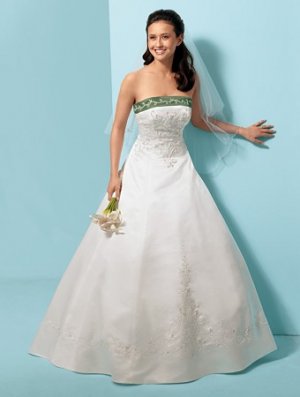 Noblest/Strapless/Satin/A-Line/Princess/Floor-Length/Bridal Gown/AA016