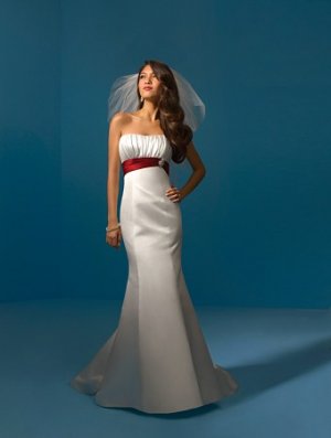 Beautiful/Strapless/A-Line/Floor Length/Satin/with Ribbon/Wedding Dress/AA050
