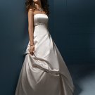 Free shipping/A-line/Princess/Strapless/Satin/Floor Length/Bridal Gown/AA053