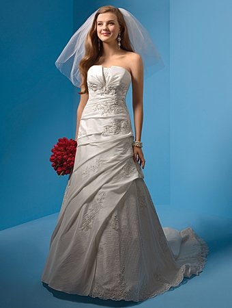 Recherche/Strapless/Taffeta/with Appliques/A-Line/Princess/Floor Length/Wedding Dress/AA148