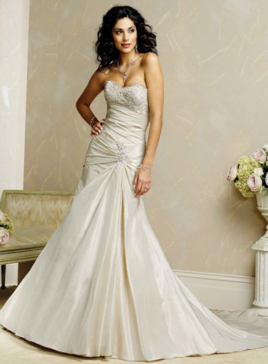 Graceful/Straples/Taffeta with Beading/A-Line/Princess/Floor Length/Wedding Dress/BR009