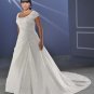 Recherche/Satin/Cap Sleeves/A-Line/Princess/Floor Length/plus size/Wedding Dress/PS003