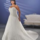 Graceful/Strapless/Satin/A-Line/Princess/Floor Length/plus size/Wedding Dress/PS005