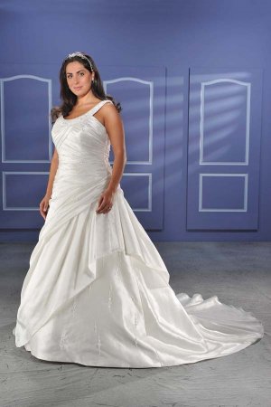 Elegant/Spaghetti Strap/Satin/A-Line/Princess/Custom-made/plus size/Wedding Dress/PS008