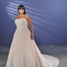 Elegant/Strapless/Satin&Lace/A-Line/Princess/Custom-made/plus size/Wedding Dress/PS010