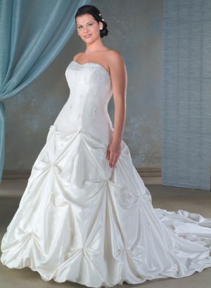 Recherche/Strapless/Taffeta/A-Line/Princess/Custom-made/plus size/Wedding Dress/PS016