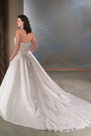 Elegant/Strapless/Satin/A-Line/Princess/Custom-made/plus size/Wedding Dress/PS019