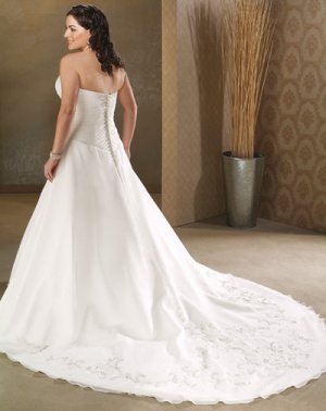Elegant/Strapless/Satin&Organza/A-Line/Princess/Custom-made/plus size/Wedding Dress/PS023