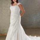 Decent/Cap Sleeves/Satin&Organza/A-Line/Princess/Custom-made/Plus size/Wedding Dress/PS024