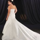 Elegant/Strapless/Satin with Beading/A-Line/Princess/Floor Length/Plus Size/Wedding Dress/PS034