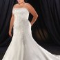 Elegant/Strapless/Satin with Beading/A-Line/Princess/Floor Length/Plus Size/Wedding Dress/PS034