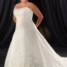 Seductive/Strapless/Satin/A-Line/Princess/Floor Length/Plus size/Wedding Dress/PS035