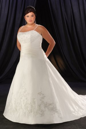 Seductive/Strapless/Satin/A-Line/Princess/Floor Length/Plus size/Wedding Dress/PS035
